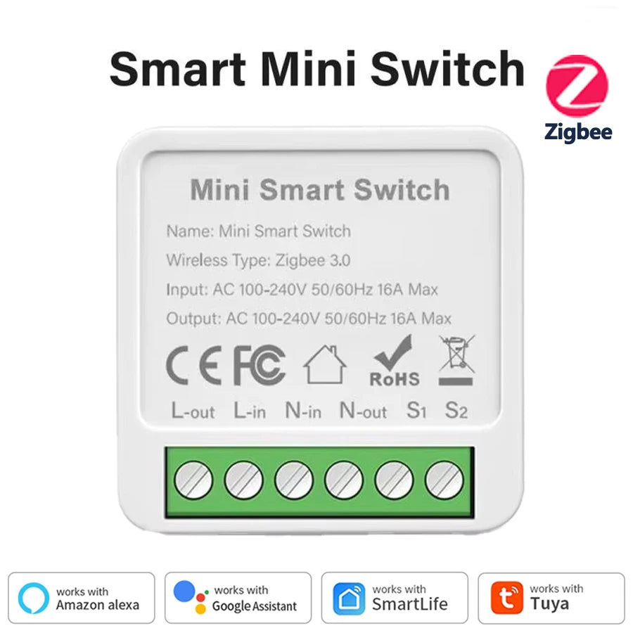 Commutateur intelligent WiFi/Zigbee, Module de relais 16A 20A, prise en charge intelligente, minuterie de relais bidirectionnel avec Google Home Alexa Alice Smart Life