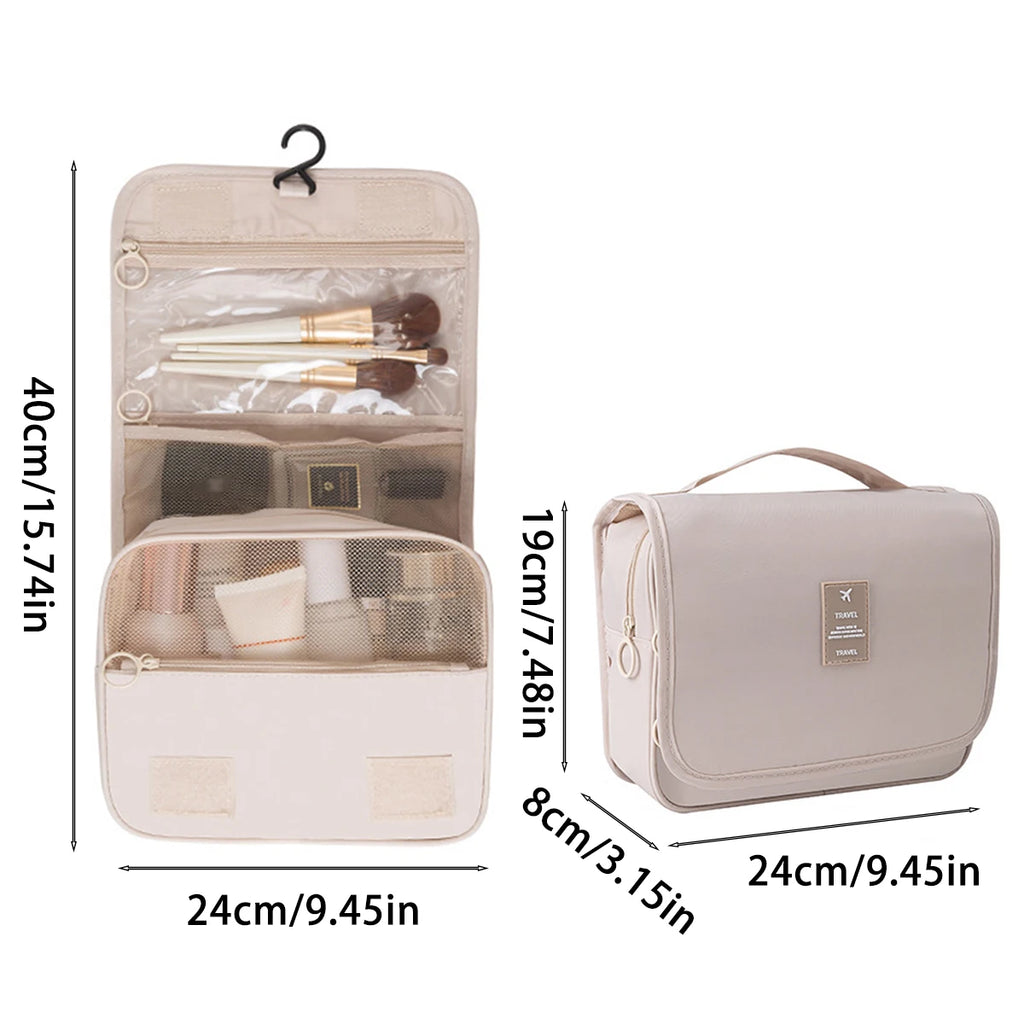 Un sac de voyage multifonctionnel qui peut être suspendu avec séparation sèche et humide, une trousse de toilette et de rangement à main, un ensemble