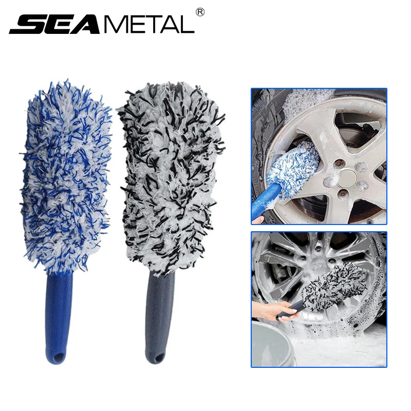 Brosse de nettoyage de jantes de voiture SEAMETAL, portable et en peluche, pour moyeux de roues, outil de lavage et d'entretien automobile, brosse anti-poussière