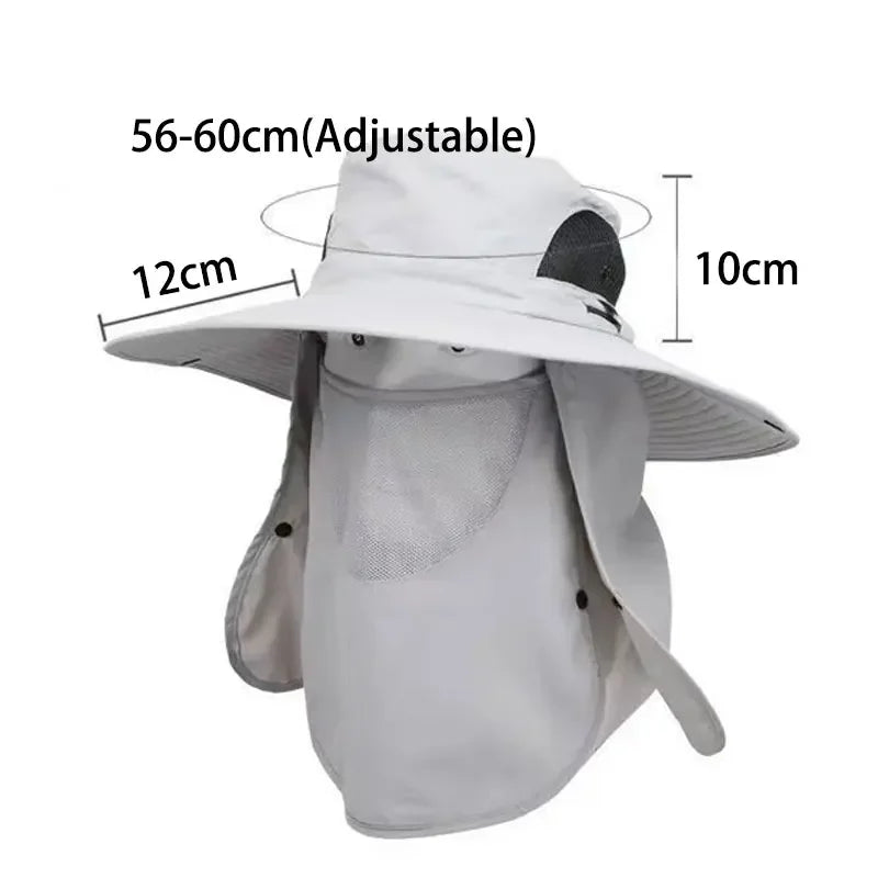 Chapeau avec protection du cou détachable multi-usages Chapeau de soleil d'été Protection solaire Respirant Séchage rapide Protection UV