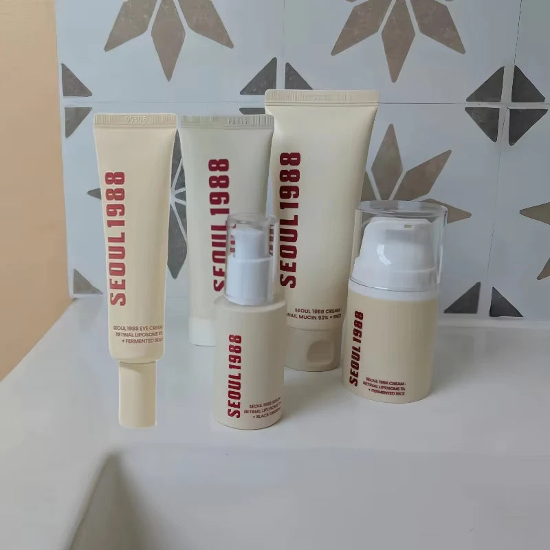 Séoul 1988 Coffret Sérum Crème Yeux et Visage au Rétinol et Ginseng - Soin Raffermissant, Hydratant, Anti-âge, Atténue les rides et ridules