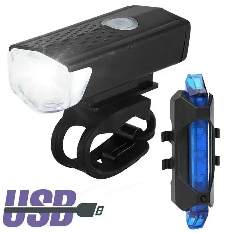 Bike Light Set Front Light with Taillight LED Rechargeable Bicycle Lights 3 Modes Headlight Easy to Install Night Cycling Lamp