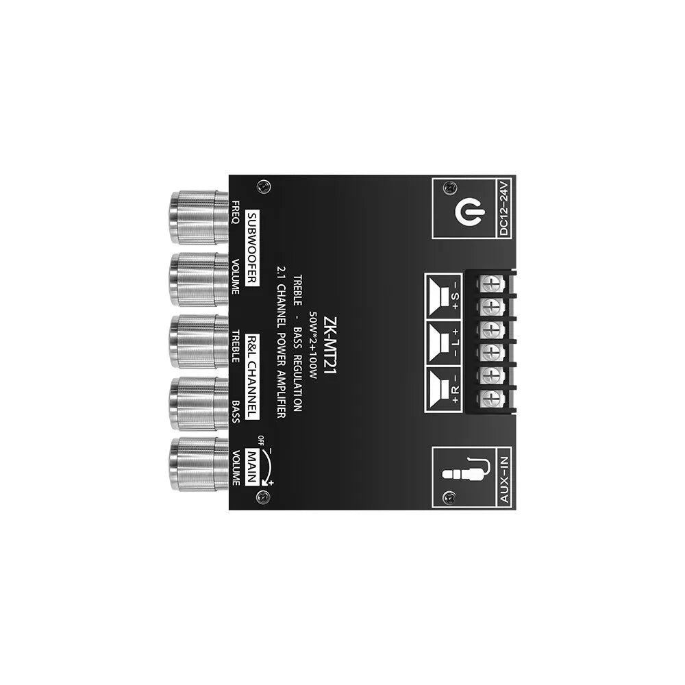 Carte d'amplificateur de subwoofer 2.1 CS8673E 50 W x 2 + 100 W avec Bluetooth 5.0 et entrée auxiliaire ZK-MT21