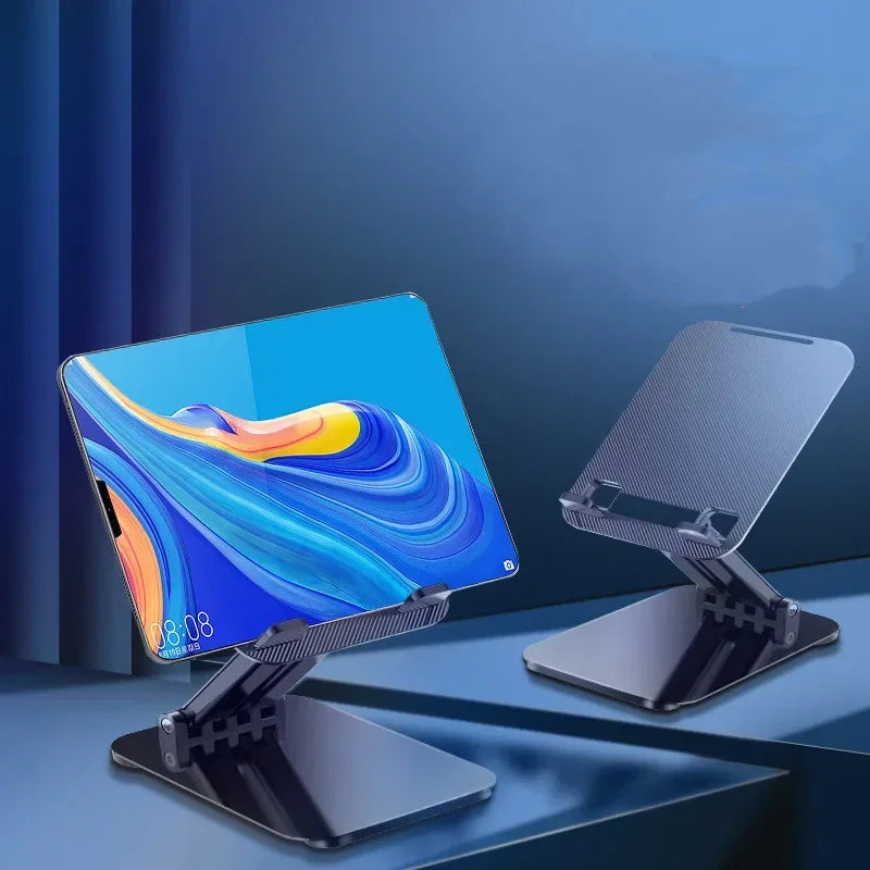 Support de bureau pliable universel Muzisn pour téléphone et tablette, compatible iPhone 12, 13, 14, 15 et 16 pouces, avec support en métal.