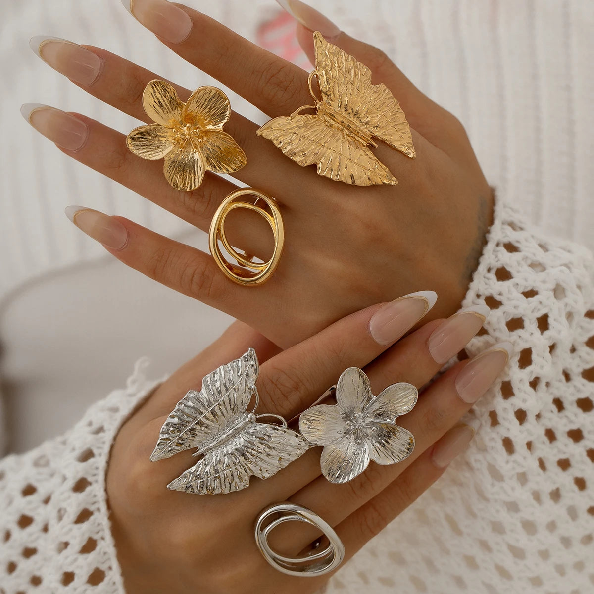 Ingemark 5 Styles créatifs Boho métal papillon fleurs bague pour femmes déclaration de mode 2025 réglable bague de mariage bijoux de mariage