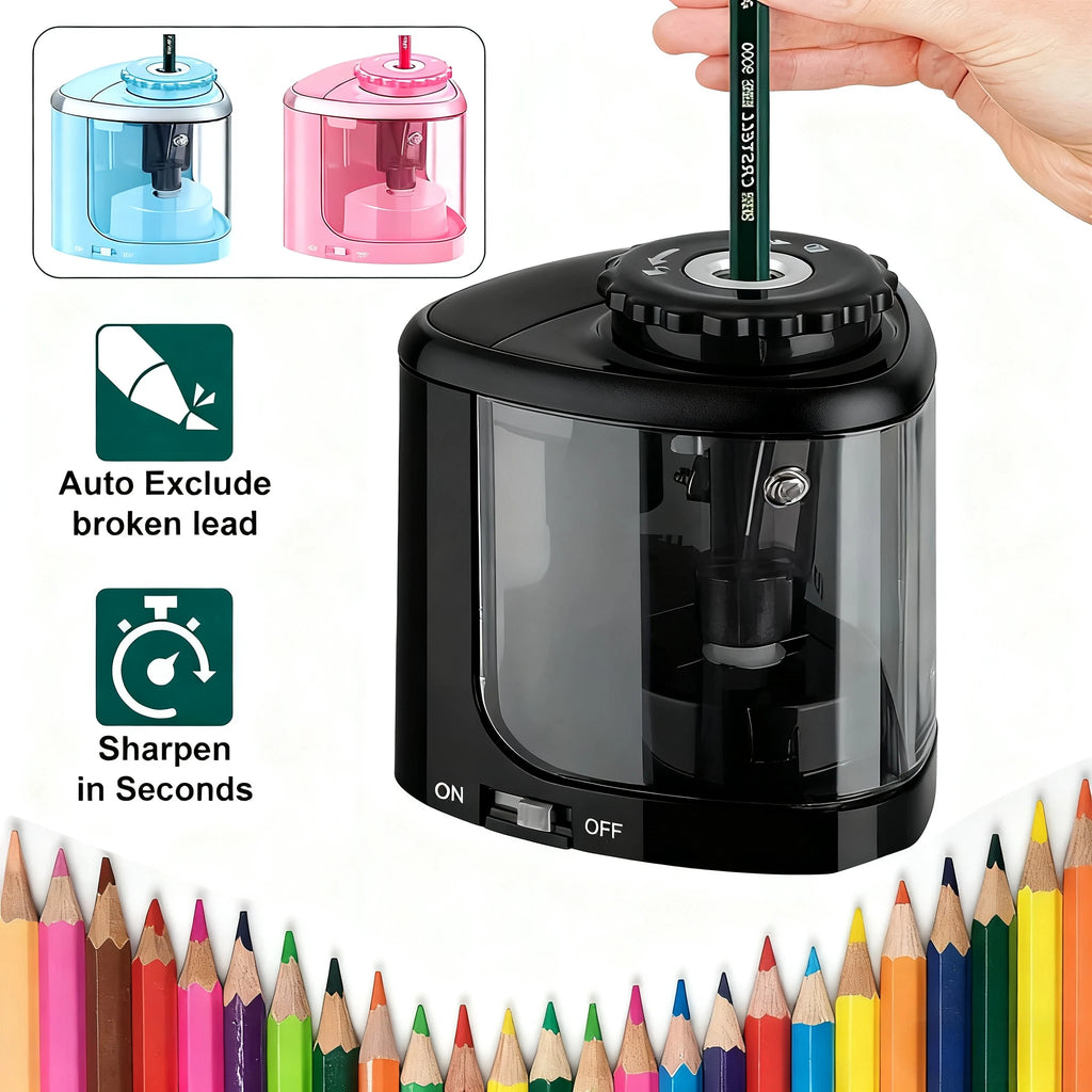 TENWIN – taille-crayon électrique automatique et Portable, adapté aux crayons de 6 à 8mm, pour étudiants, papeterie scolaire