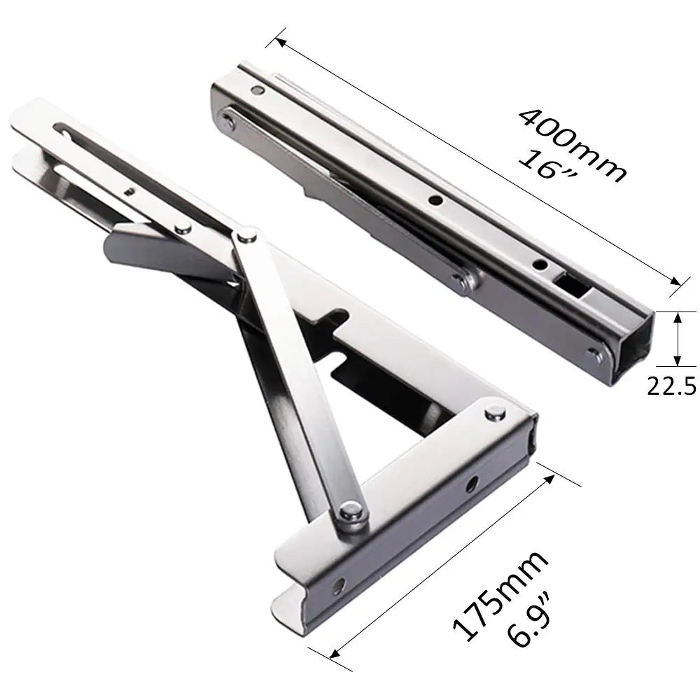 Support d'étagère triangulaire pliable robuste (lot de 2) en acier inoxydable, fixation murale ou sur table ou établi.