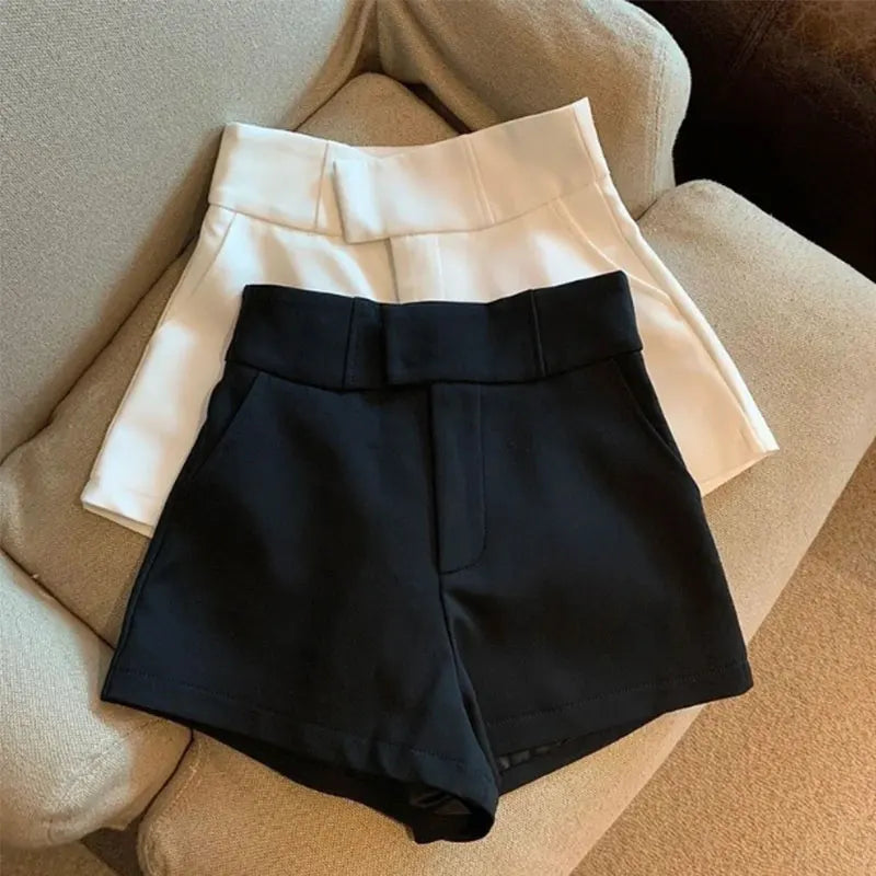 Shorts pour femmes Mooyufon, shorts noirs pour femmes, style Harajuku élégant, taille haute, coupe trapèze, coupe slim, décontracté, sexy