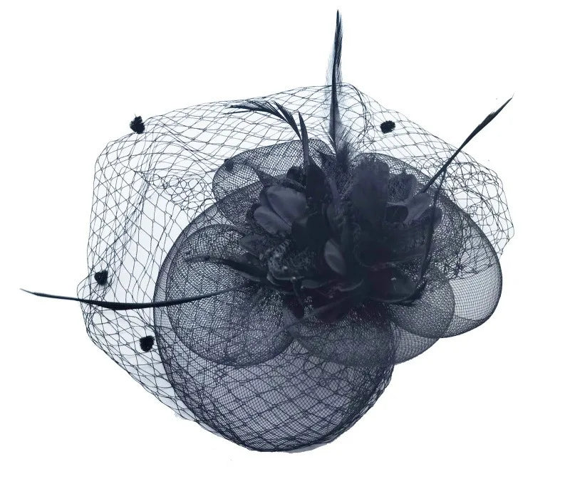 bandeaux de cheveux fleuris pour mariage, bijoux de tête, accessoires de coiffure pour la mariée, petit chapeau, bandeau à plumes, voile de scène