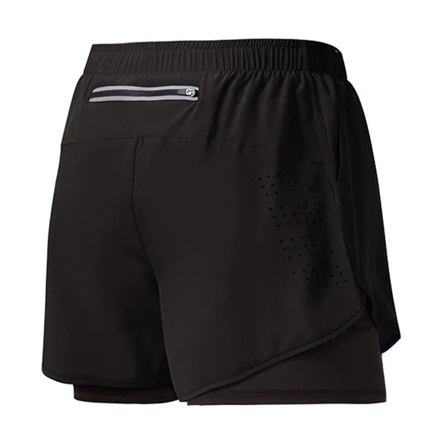 Short de course pour hommes séchage rapide Fitness noir Double couche Shorts hommes nouveau Sport entraînement musculation pantalon court