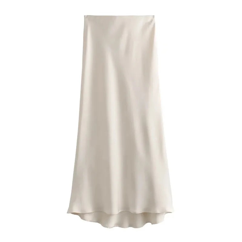 MUJER femme 2025 Satin jupe femmes taille haute jupes longues pour les femmes été noir Midi jupe femme bureau élégant femmes jupes