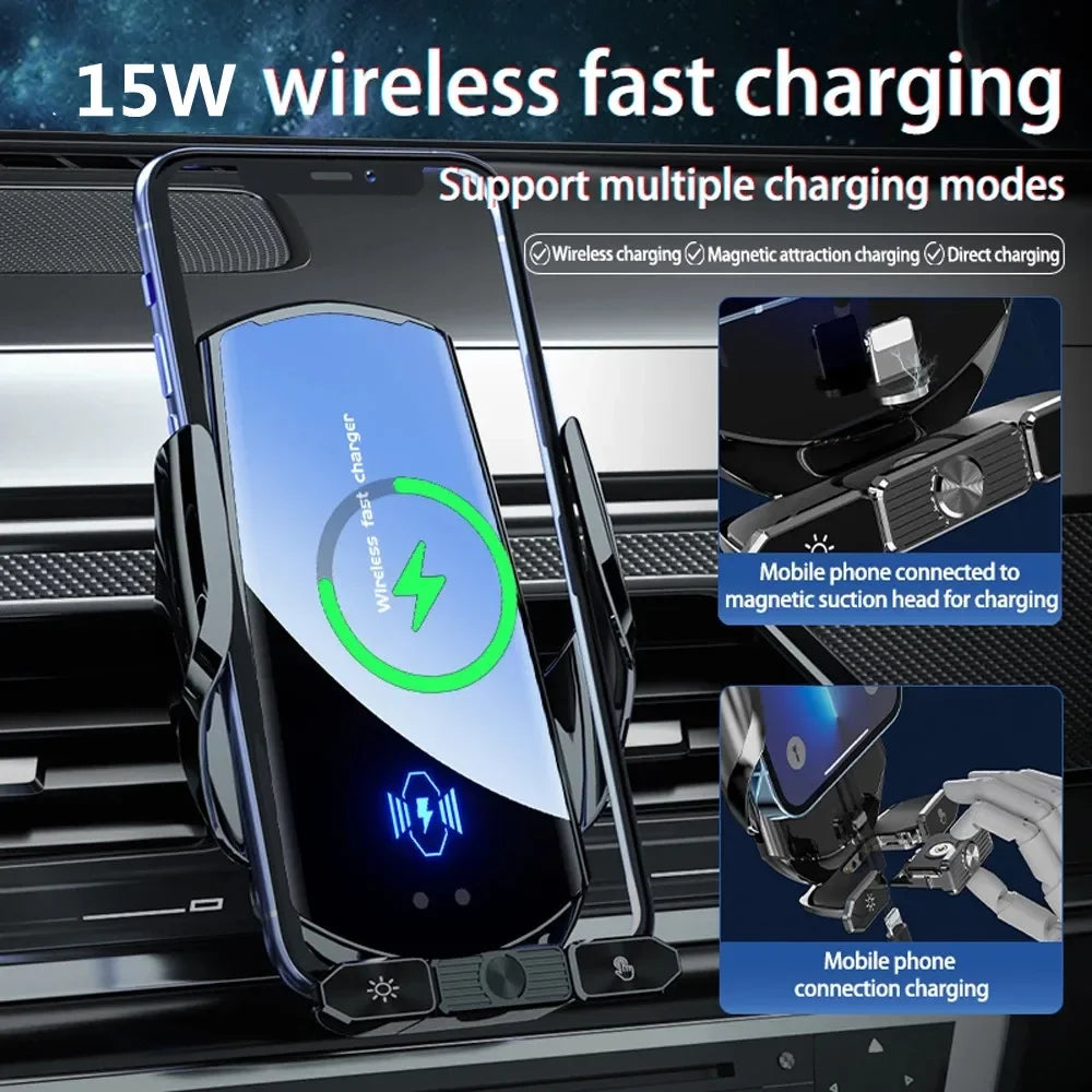 Support de téléphone magnétique à ventilation automatique pour voiture, chargeur sans fil, Station de charge rapide à Induction pour iPhone 16 15 14 13 Samsung Xiaomi