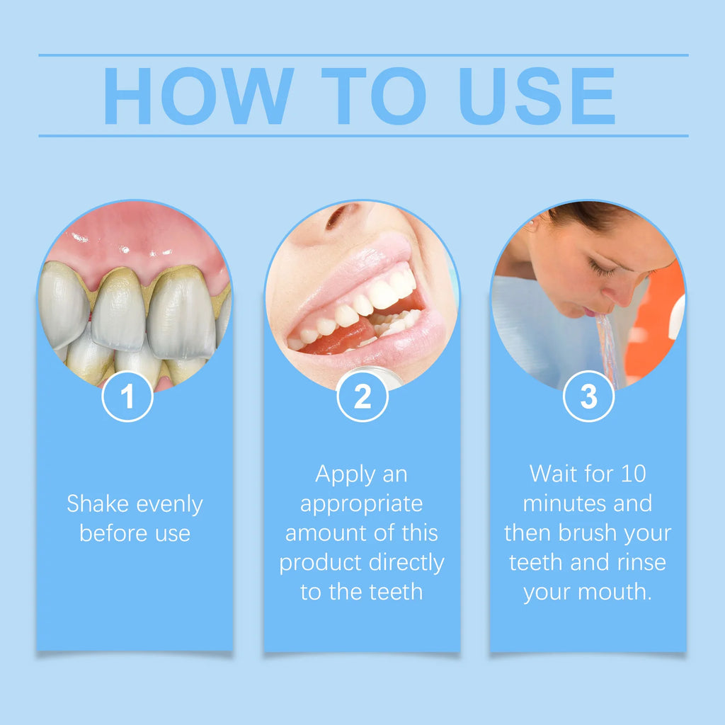 Sérum Oralhoe Soin Dentaire Liquide, Haleine Fraîche Longue Durée, Nettoyage en Profondeur, Hygiène Buccale, Élimine la Plaque, Taches, Sérum Blanchissant pour les Dents 60 ml