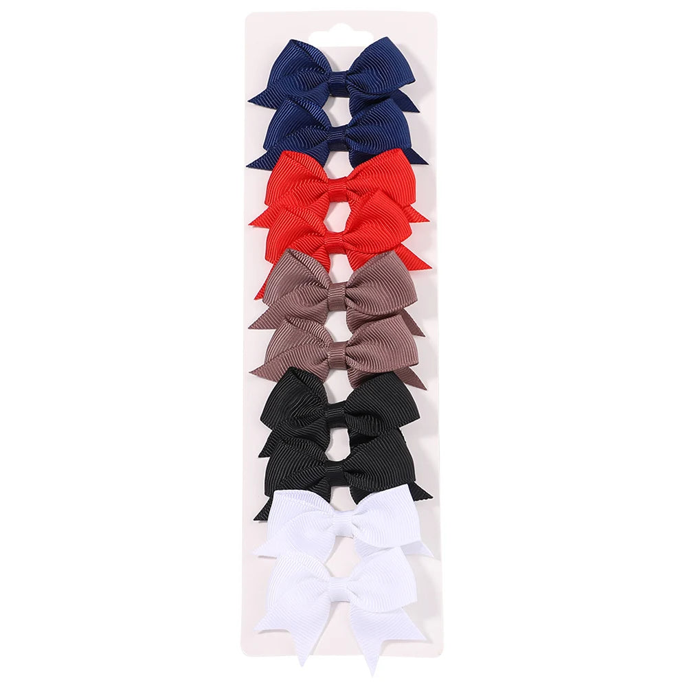 Pinces à cheveux avec nœud papillon en ruban solide, 10 pièces/ensemble, jolies Barrettes faites à la main pour bébés filles, couvre-chef, accessoires pour enfants