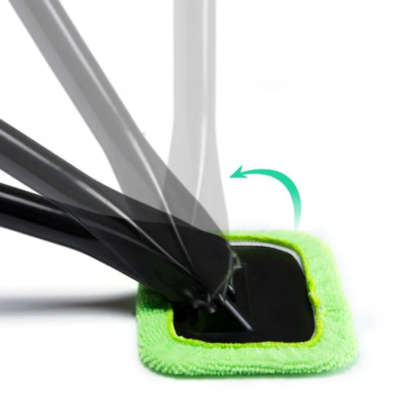 Kit de brosse de nettoyage de vitres de voiture, outil de nettoyage de pare-brise en microfibre, essuie-glace intérieur de voiture, essuie-glace à long manche, tampon en tissu réutilisable
