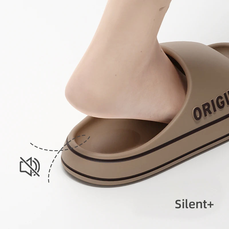 Feslishoet Pantoufles à lettres pour femmes, claquettes de plage, couleur unie, chaussures antidérapantes à semelle épaisse pour hommes, sandales d'été pour couples