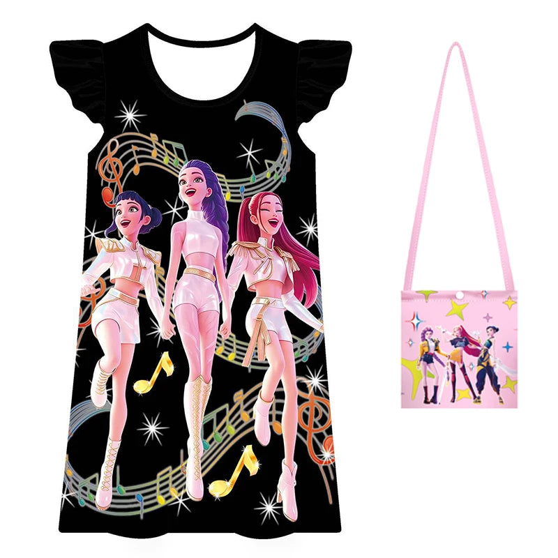 Pyjamas d'été pour enfants Kpop Demon Hunters, robe Zoey, robe de princesse, vêtements de nuit pour filles, pyjamas de fête