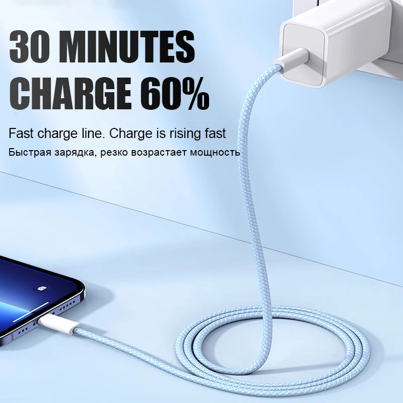 PD 60W chargeur rapide 5A USB C à câble de Type C pour Apple iPhone 16 15 Pro Max Plus charge rapide pour Huawei Samsung Xiaomi câble