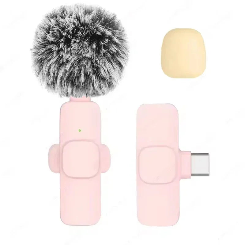 Wireless Lavalier Microphone Mini USB-C Noise Reduction for iPhone Android Live Streaming Interviews Portable Handheld Mic
