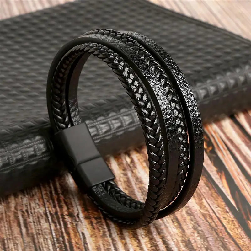 Bracelet en cuir classique pour hommes, nouveau Style, tissé à la main, multicouche, accessoire combiné, mode homme, bijoux, vente en gros, livraison directe