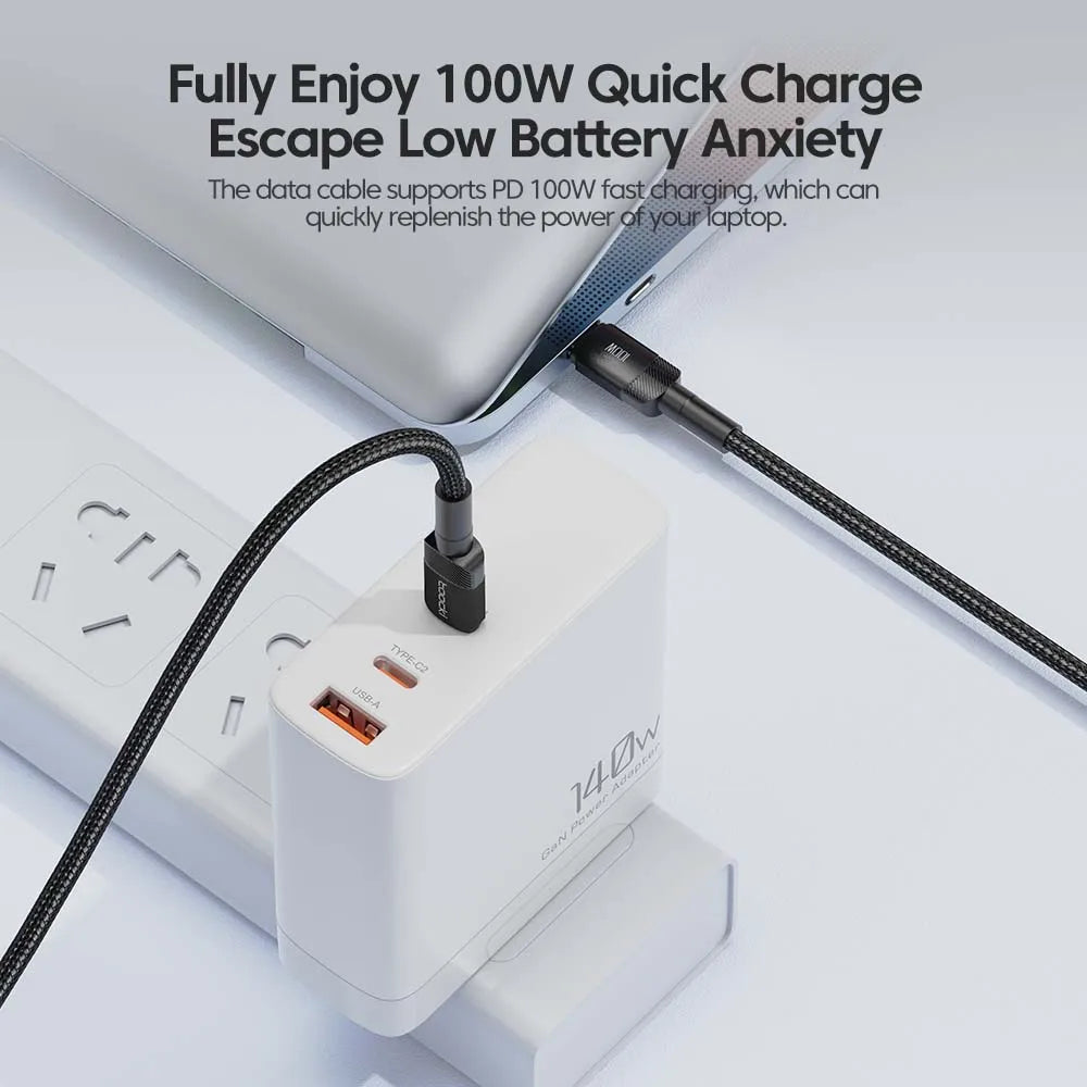 Toocki 100W Type C vers USB C câble PD 3.0 Charge rapide 4.0 Charge rapide Type C vers Type C pour iPhone 15 Macbook Samsung Xiaomi