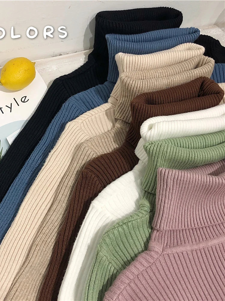 Turtleneck Sweater Womens 2025 Autumn Winter Tops Korean Slim Women Pullover Jumper Knitted Sweater Pull Femme Hiver Truien