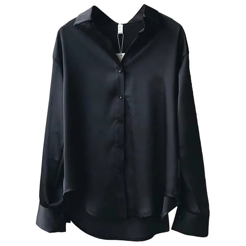 Femme printemps automne Style Blouses chemises dame décontracté à manches longues col rabattu haut Blouse DF4849