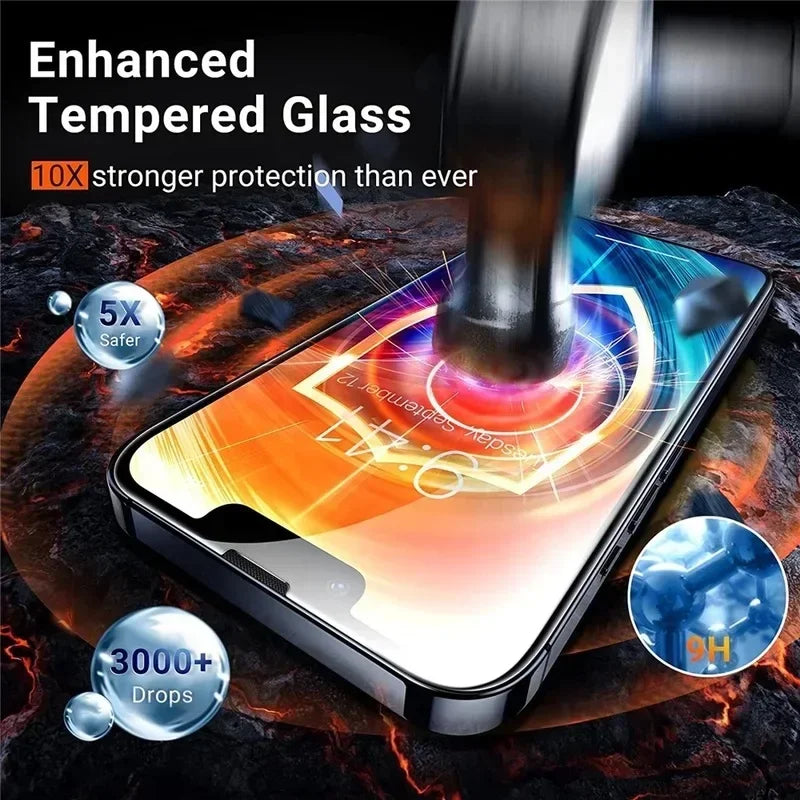 Protecteur d'écran pour iPhone, 1 à 5 pièces, Film en verre trempé pour iPhone 14 13 12 11 16 15 Pro Max 6 6S 7 8 SE X XS XR
