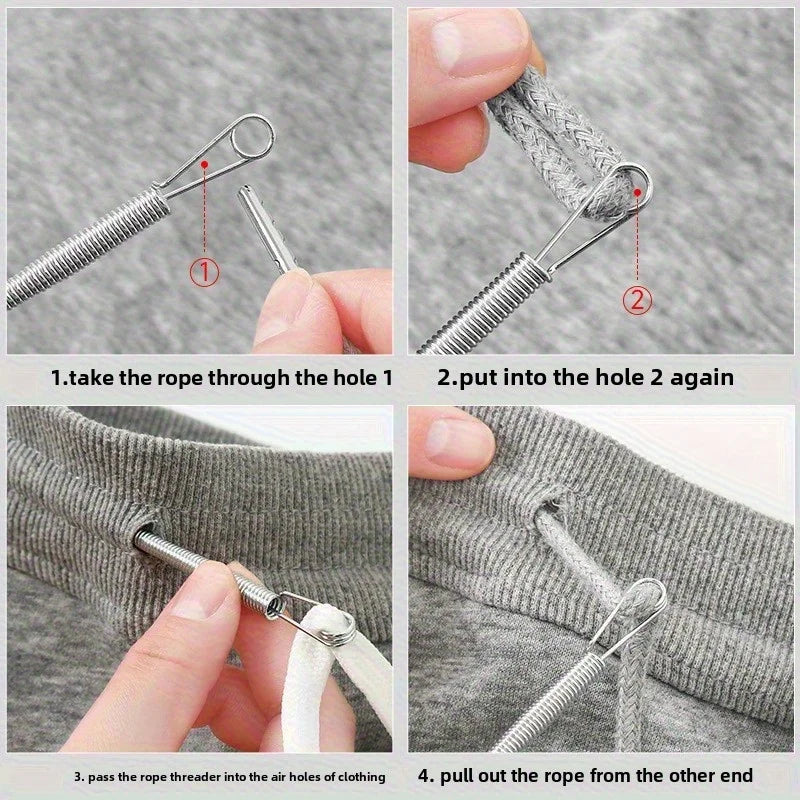 Enfile-cordons à ressort flexible, clip pour pantalons, sweats à capuche, élastiques, cordons de dentelle, fil à coudre soi-même