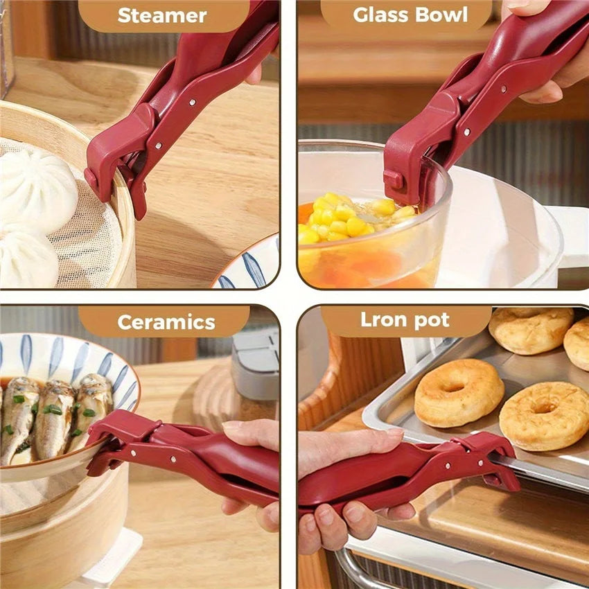 Pince à bol anti-brûlure pour usage domestique, support de plaque en silicone antidérapant, pince à bol, pince à vaisselle, plaque de cuisson de cuisine et pince à vapeur