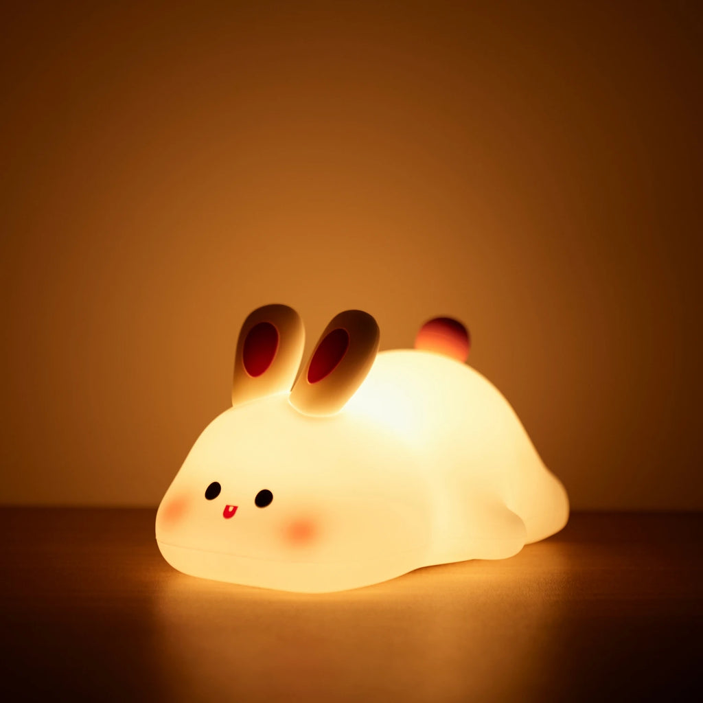 Lampe de nuit mignonne en silicone souple, renard et lapin, veilleuse de chambre d'enfant à intensité variable, rechargeable, avec minuterie et capteur tactile