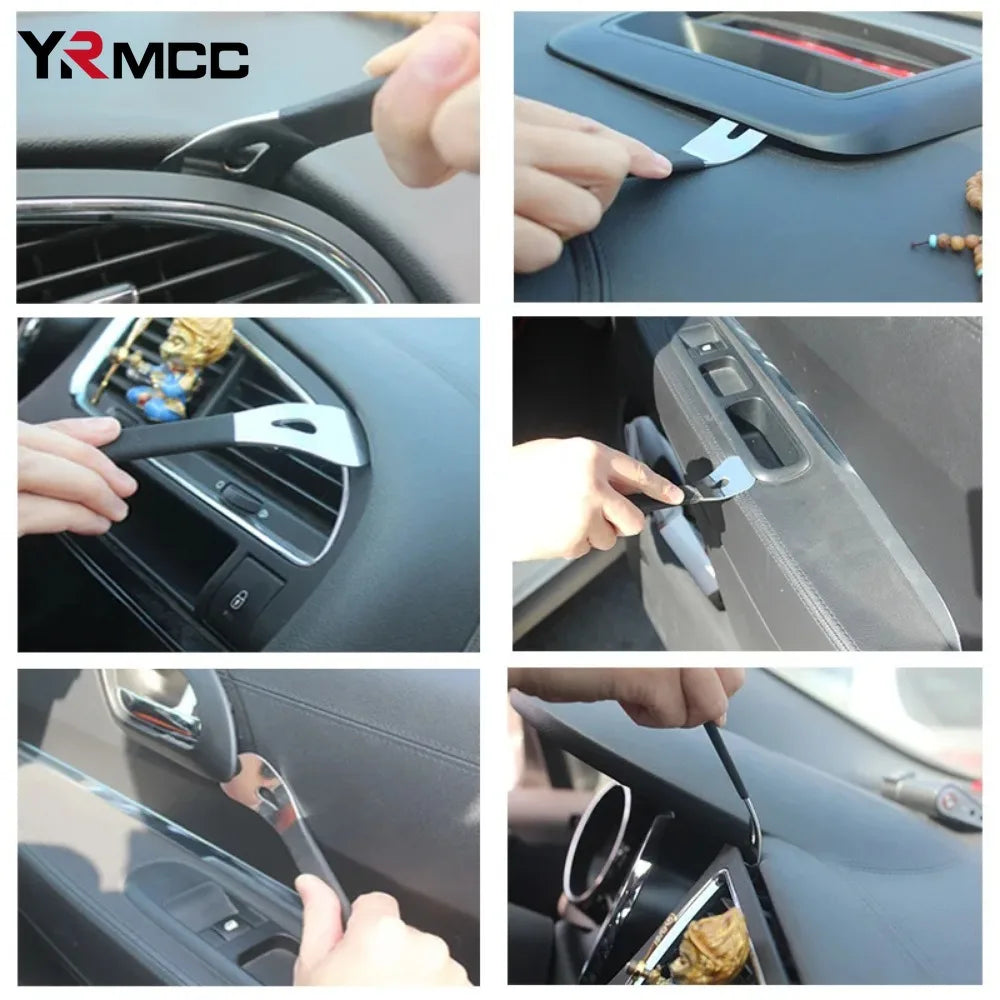 Outil de dépose de garniture de voiture en acier inoxydable, outils durables de retrait de garniture à deux extrémités, niveau de levier, panneau de porte de voiture, pilote de fixation de Terminal Audio