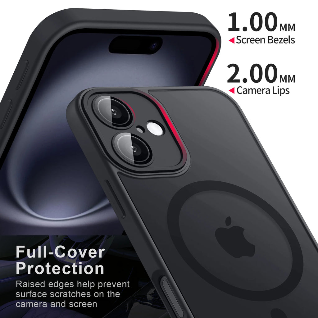 Coque magnétique mate translucide de luxe antichoc pour iPhone 11 12 13 14 15 16 compatible avec la charge sans fil MagSafe
