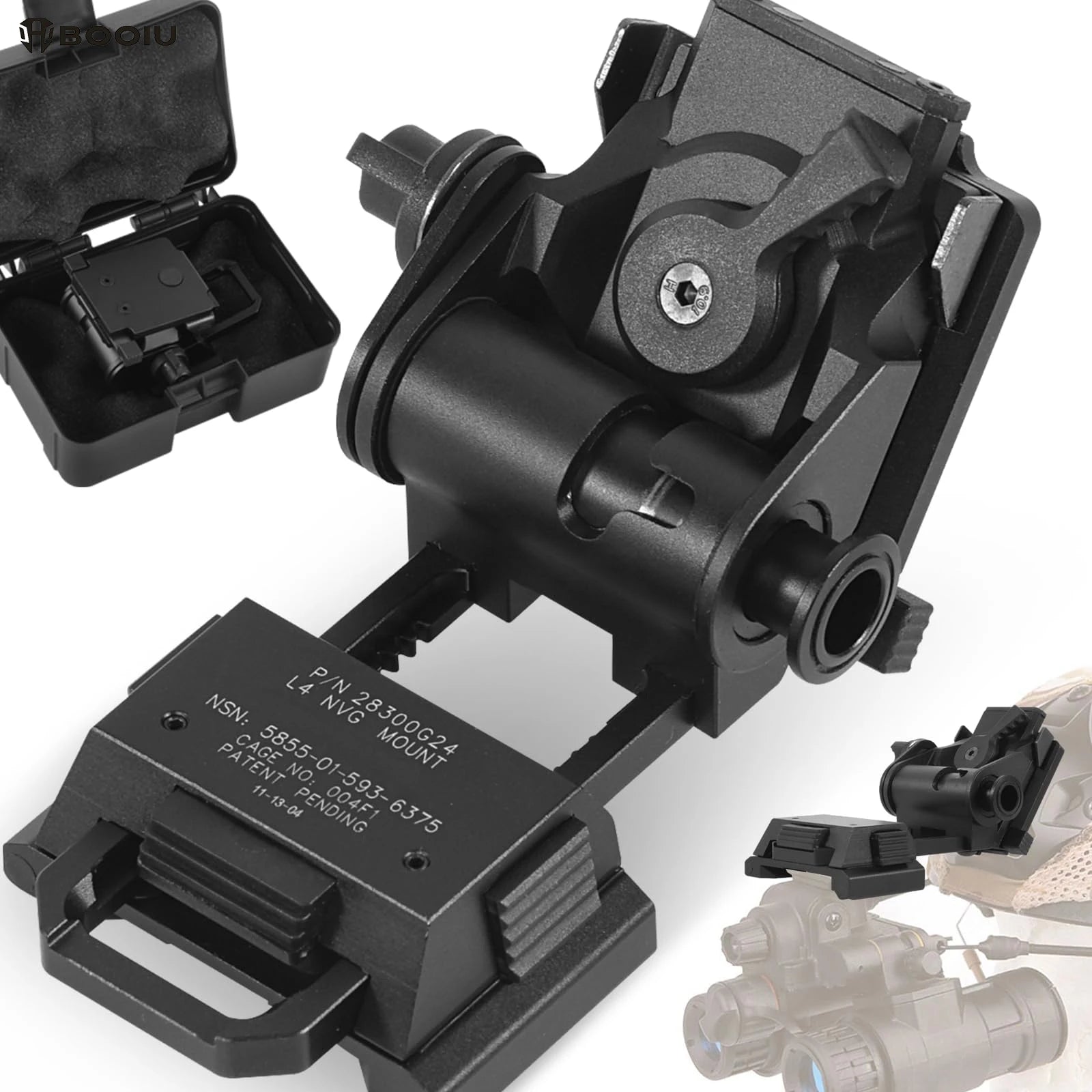 BOOIU – support de casque en métal L4G24 NVG, Stent de Vision nocturne, support de lunettes, support de casque tactique de Sport de plein air pour PVS15/18