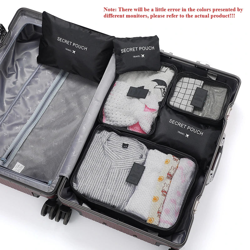 6pcs Set Travel Storage Bags Suitcase Packing Set Storage Cases Portable Luggage Organizer Clothes Shoe Foldable Organizer