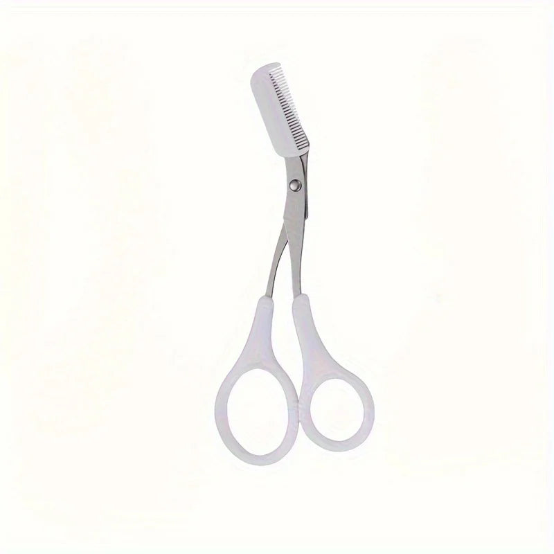 Ciseaux de rasoir à sourcils en acier inoxydable, tondeuse anti-rayures sûre pour débutants, outil de beauté tranchant en croissant, multicolore