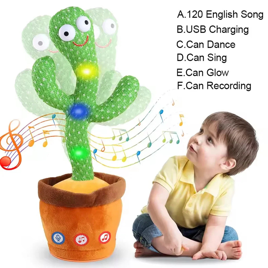 1 cactus parlant rechargeable, avec fonction d'enregistrement et de répétition. Changeur de voix disponible en espagnol, anglais et arabe