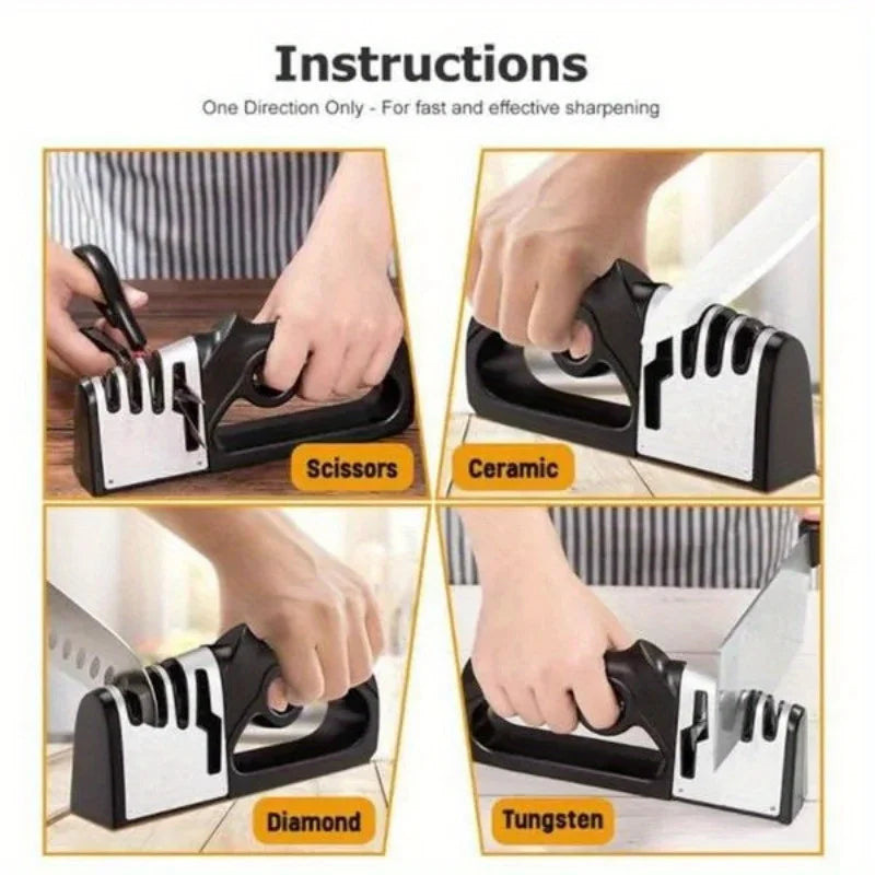 Affûteur rapide professionnel en tungstène 4 en 1 pour couteaux de cuisine et ciseaux-outil de couteau ménager