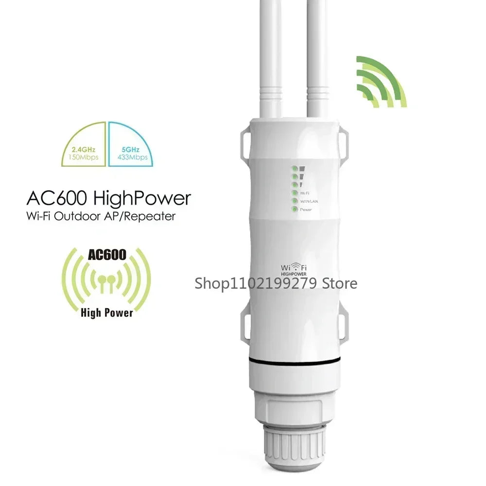 Répéteur Wi-Fi extérieur AC600 haute puissance, routeur AP double bande 2,4 GHz + 5 GHz, extension longue portée, PoE, parafoudre intégré
