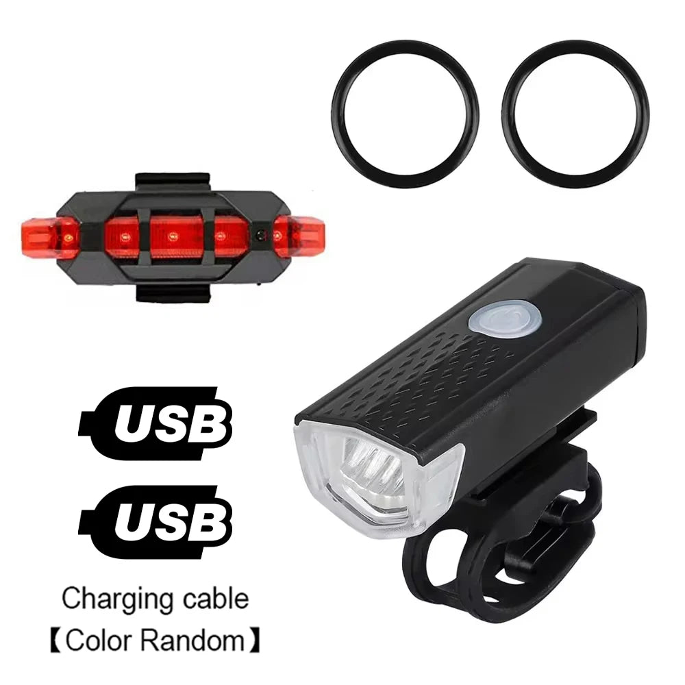 MTB Bike Front Lights USB LED Rechargeable Waterproof Mountain Bike Headlight Bicycle Safety Warning Light Cycling Accessories