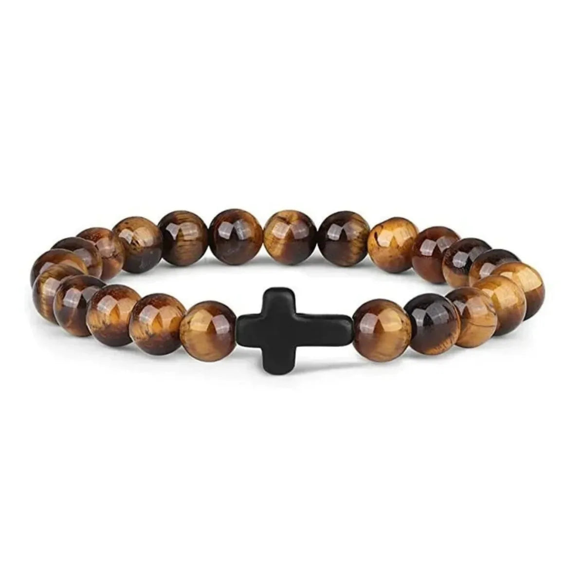 Prière hommes pierre naturelle perles de bois chapelet hématite croix Bracelets Onyx méditation Bracelet femmes Yoga bijoux Homme Pulsera