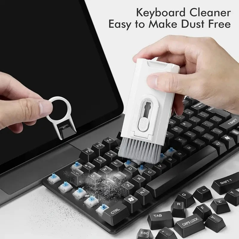 Kit de nettoyage 8 en 1 : brosse pour clavier d'ordinateur, stylo de nettoyage pour écouteurs, outils de nettoyage pour casque, tablette et téléphone, extracteur de touches