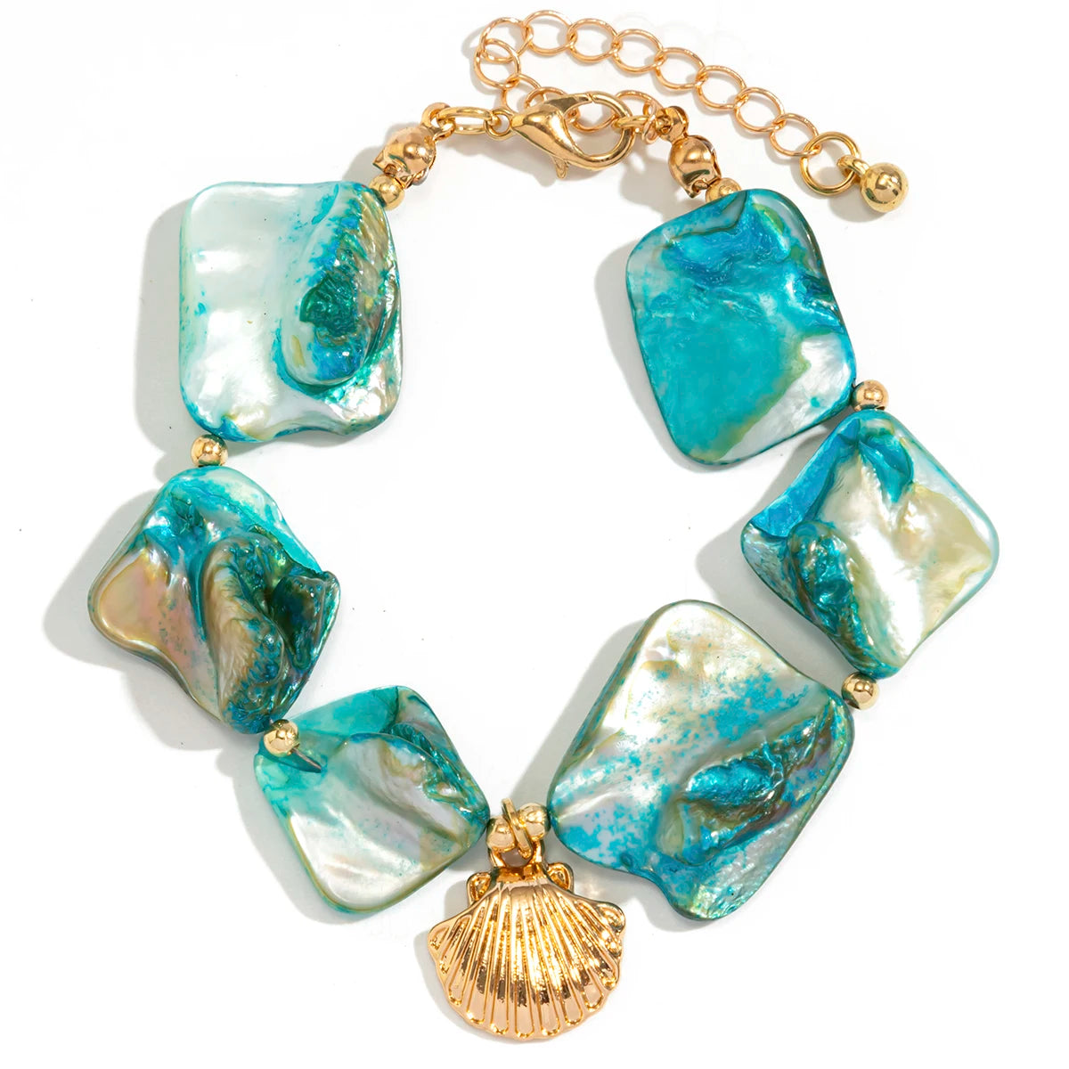 Bracelets Ingemark multicolores bohèmes à maillons irréguliers pour femmes, style Kpop, boucle OT, pendentif conque, bijoux de main esthétiques Y2K