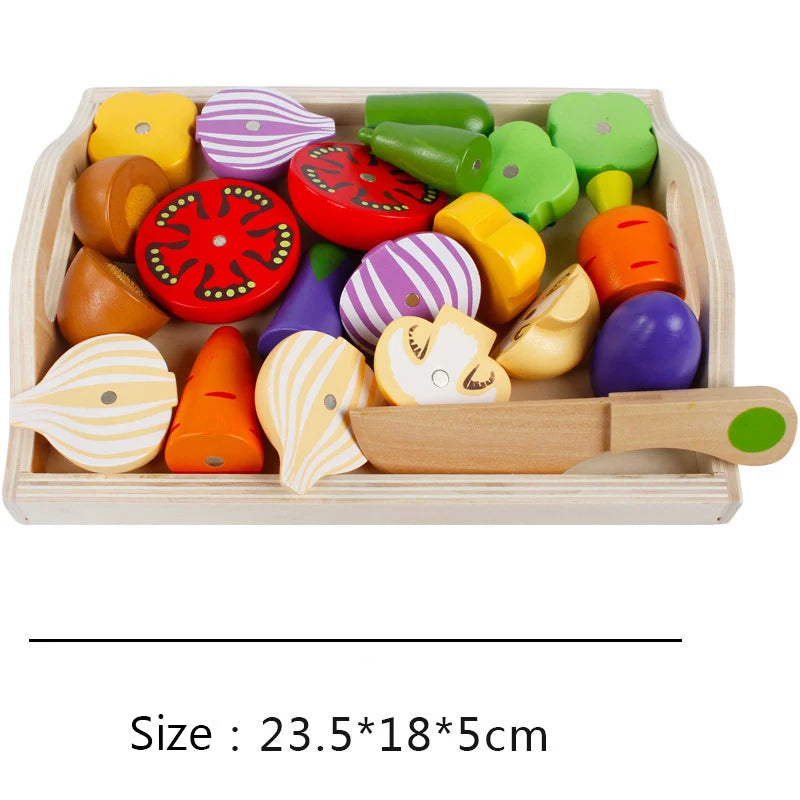 Cuisine de simulation en bois, jeu classique Montessori, jouet éducatif pour enfants, cadeau pour enfants, ensemble de découpe de fruits et légumes
