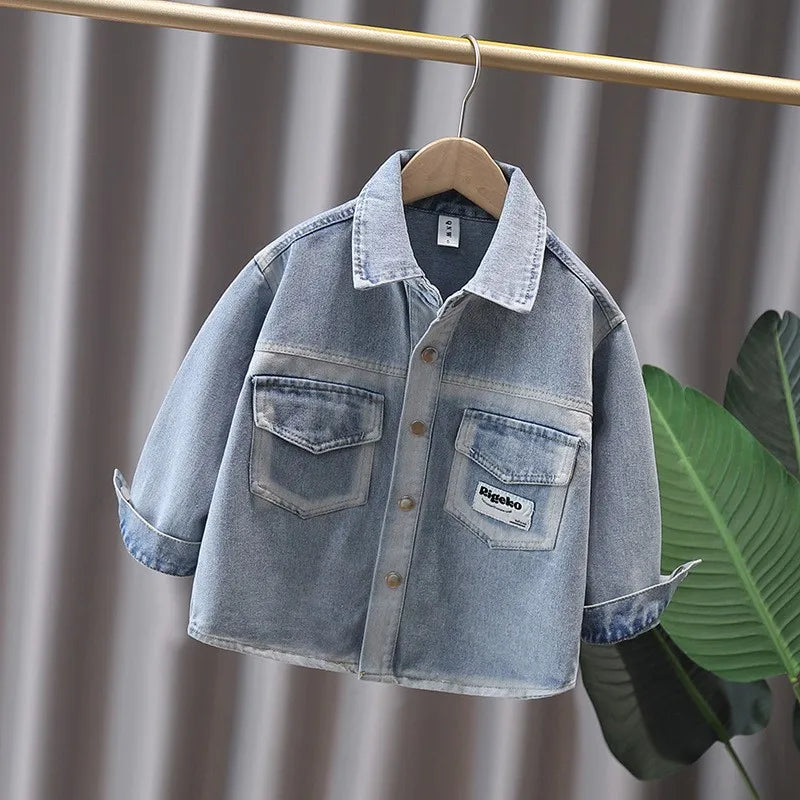 Veste en jean pour bébé garçon, style printemps-automne, avec poche avant. Tenue décontractée pour enfant. Vêtements streetwear tendance