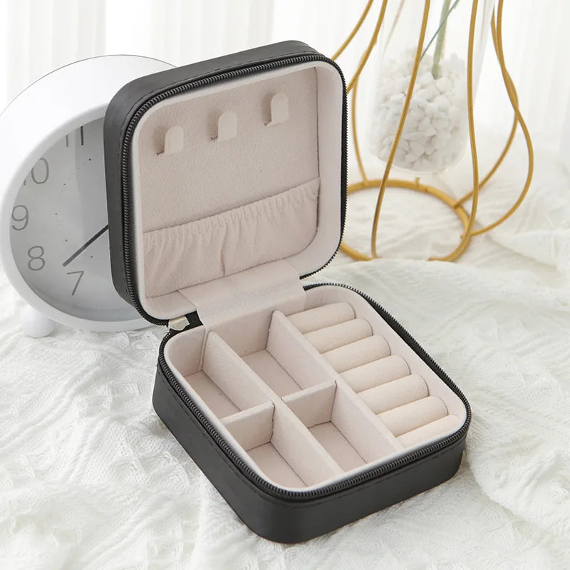 Portable Jewelry Storage Box Home Travel Earrings Necklace Ring Jewelry Box Mini Layered Jewelry Display Case