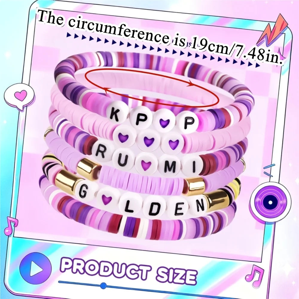 Ensemble de 6 bracelets K-Pop multicolores, bijoux résistants, accessoire de fan, cadeau de concert, cosplay ou anniversaire