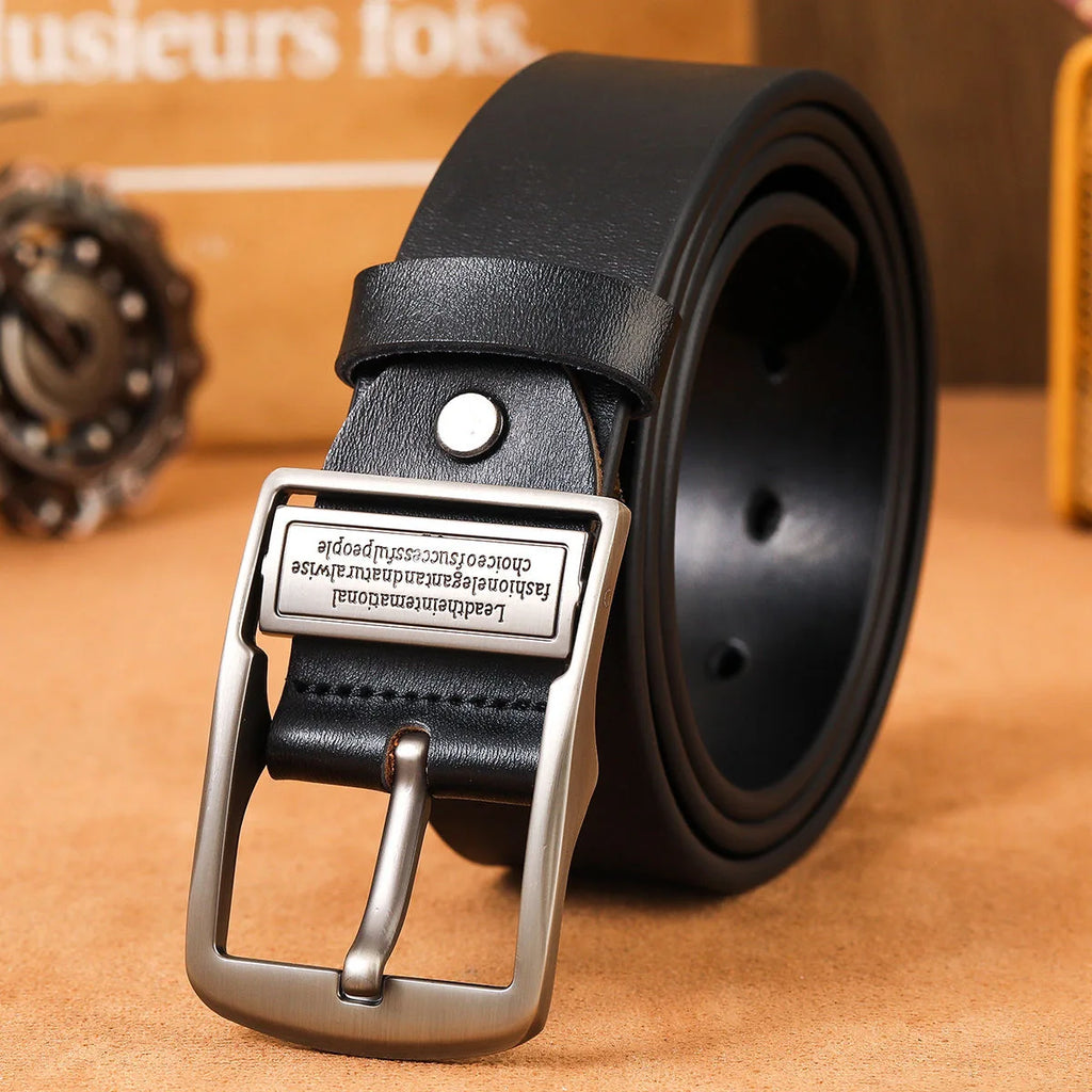 Ceinture en cuir de vache pour hommes, nouvelle mode, boucle ardillon en alliage métallique, marque de luxe pour adultes, Jeans Business décontracté, sangle de taille masculine