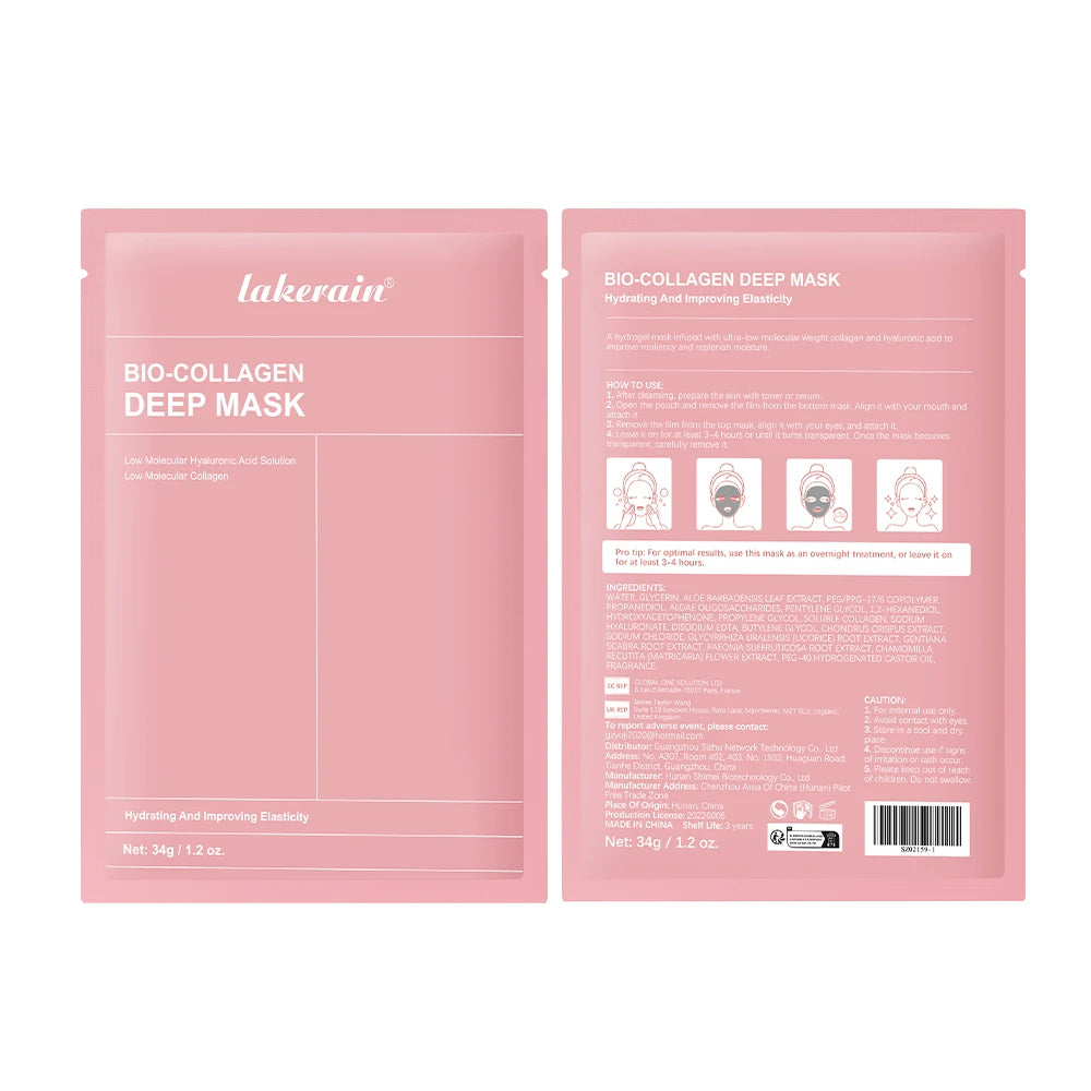 Masque Bio-Collagen Real Deep, supplément de collagène, masque hydrogel hydratant de nuit, améliore l'élasticité, minimise les pores et raffermit