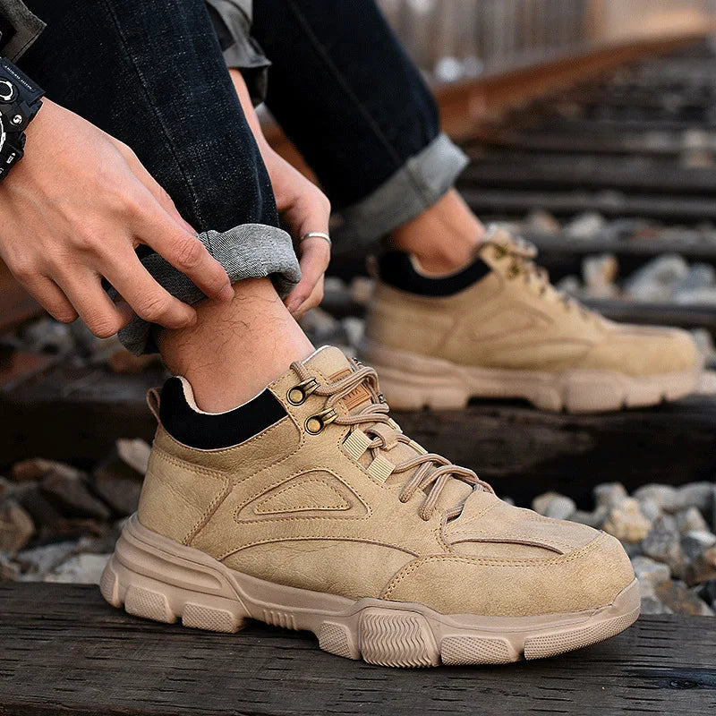 Bottes de sécurité imperméables pour hommes, avec embout en acier, baskets de travail Anti-écrasement, chaussures de sécurité pour hommes, chaussures de travail légères pour l'extérieur